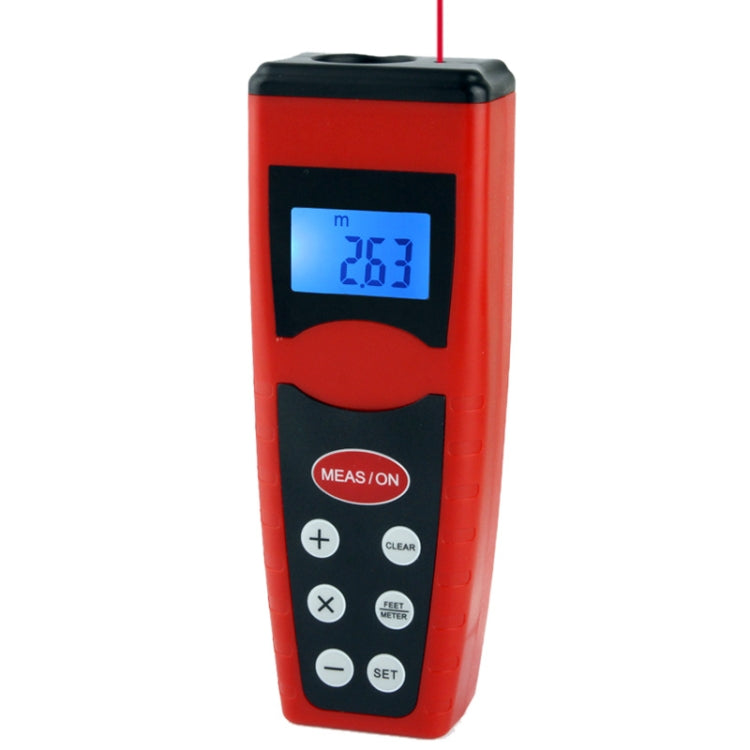 Misuratore di distanza ad ultrasuoni con puntatore laser, portata: 0,5-18 m Misuratore di distanza ad ultrasuoni con puntatore laser, portata: 0,5-18 m